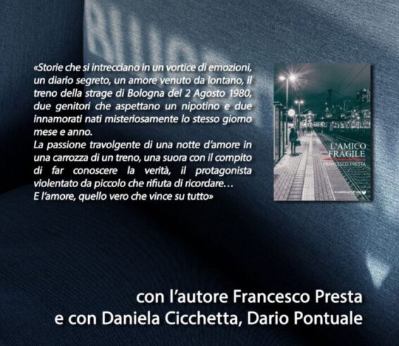 Sabato 24 Settembre appuntamento alla Libreria Blue Room di Roma con Francesco Presta per la presentazione del suo ultimo romanzo, L’amico fragile